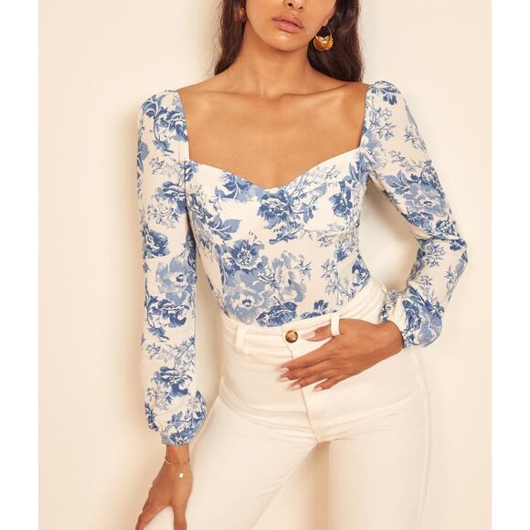 Reformation Tops - Reformation Reign Top Olympia Size 14 Made in USA Viscose/Rayon Blend